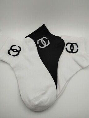 BNWOT 3 Chanel Ankle Socks 1 Black Pair & 2 White